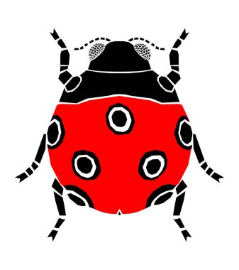 Uğur böceği çizimi beyaz arkaplanda izole edildi. Uğur böceğinin üst görünümü