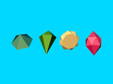 Mavi arkaplanda renkli elmasların çizimi