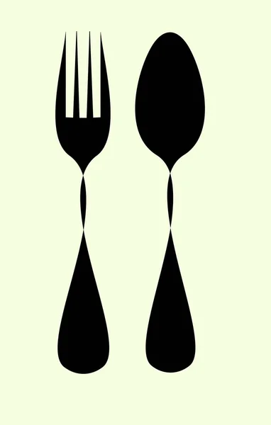 餐具套装矢量插图 叉子和勺子轮廓图标 — 图库照片