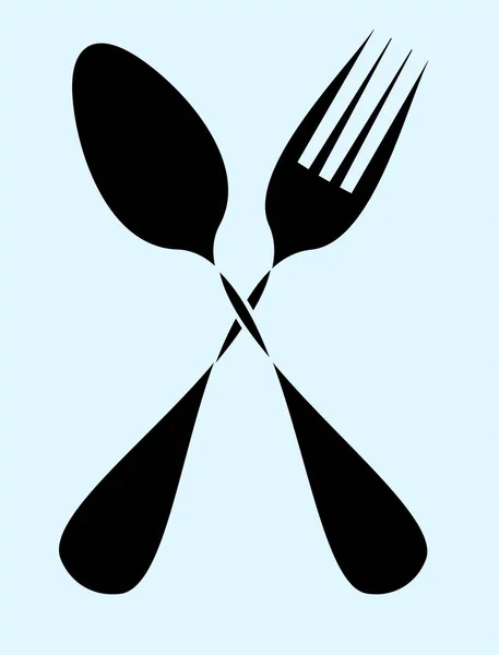 Cutlery Set Vector Illustration Fork Spoon Silhouette Icon — Foto de Stock