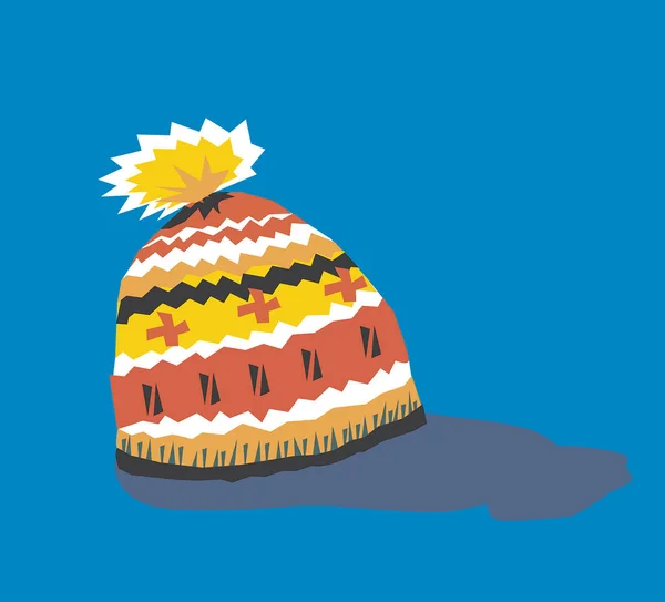 Colorful knitted wool hat illustration