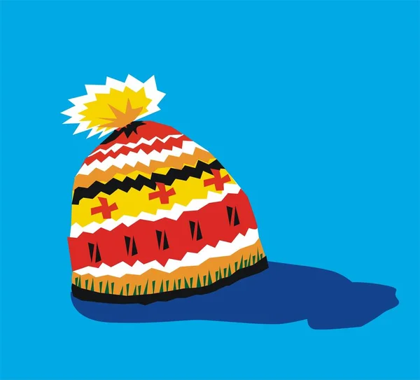 Colorful knitted wool hat illustration