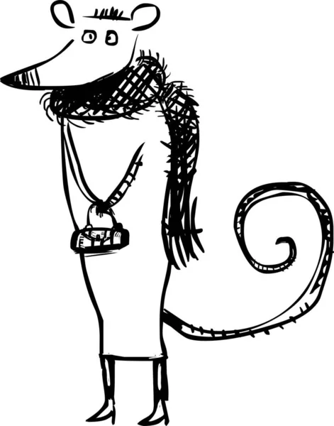 Ručně Kreslený Designový Prvek Myš Lady — Stock fotografie