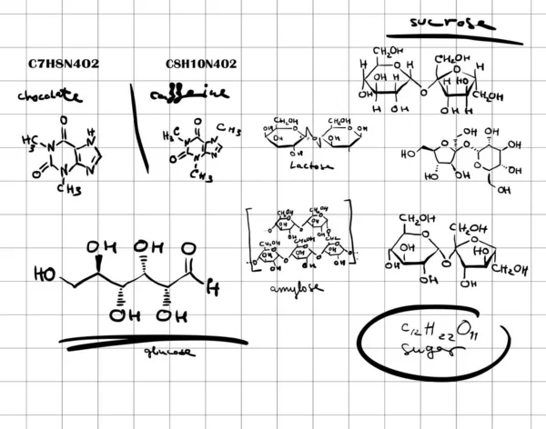Handgetekende Chemische Formules Wetenschappelijke Educatieve Doodle Achtergrond — Stockfoto