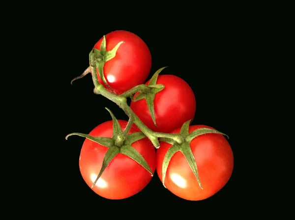 Tomates Cereja Fundo Preto — Fotografia de Stock