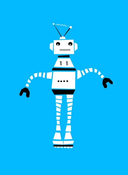 蓝色背景的机器人玩具 — 图库照片