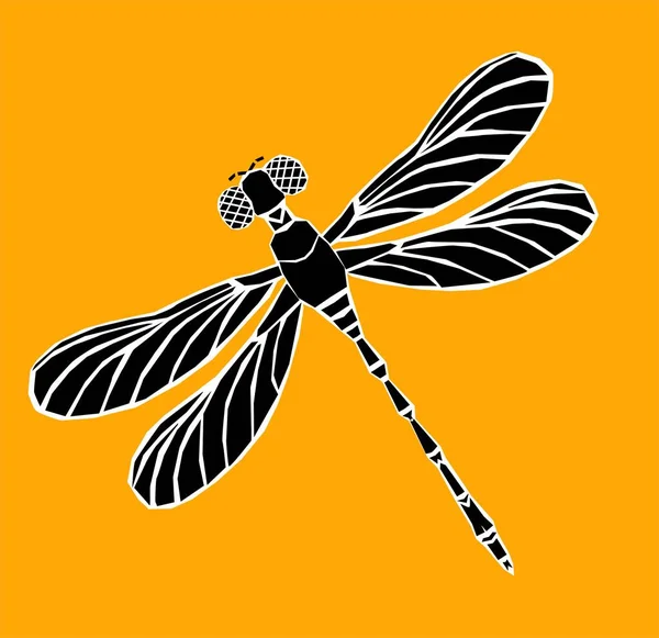 Dragonfly Siluett Ikon Stiliserad Logotyp Design — Stockfoto