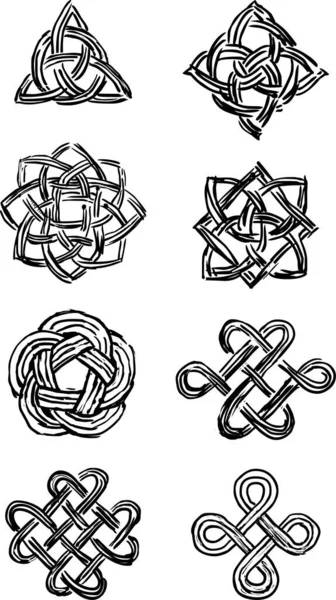 Set Keltischer Knoten Auf Weißem Hintergrund — Stockfoto
