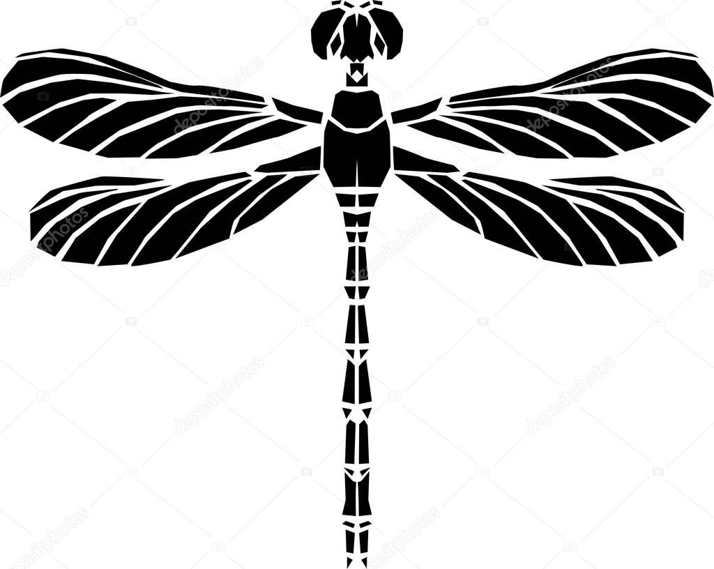 Dragonfly silhouette icon. Stylized logo design