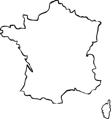Beyaz arkaplanda Fransa haritası