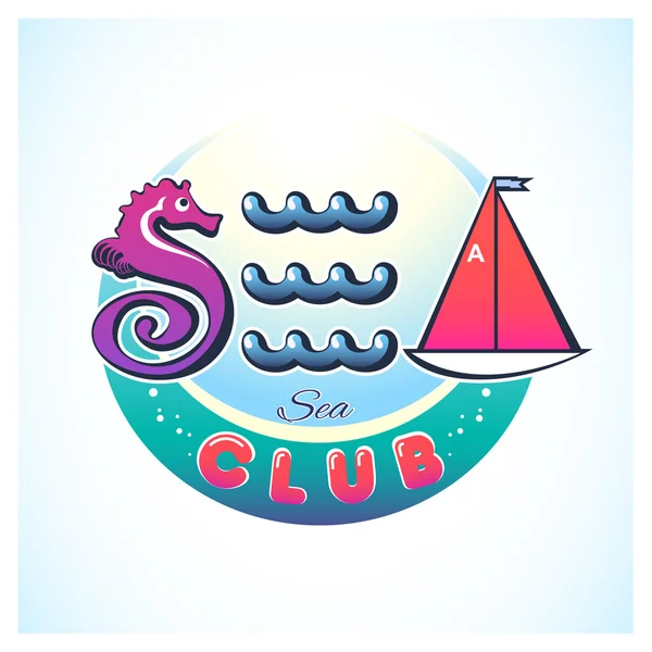 Sea Club logotyp cirkel — Stock vektor