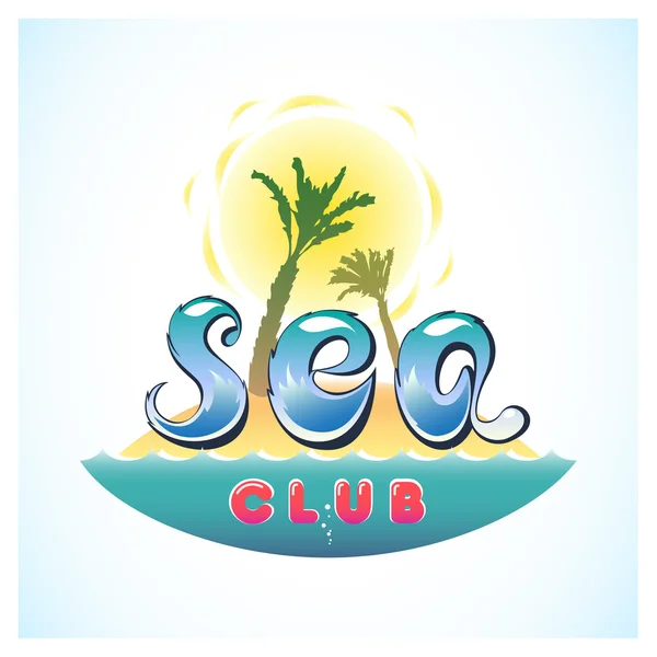 Sea Club ilha de logotipo —  Vetores de Stock