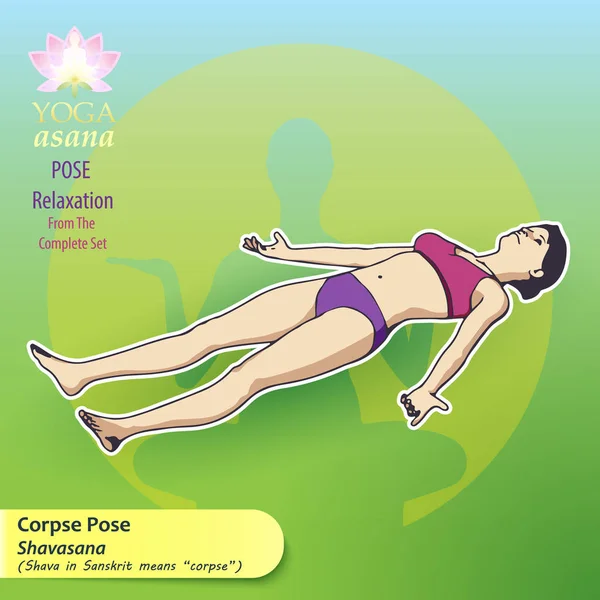 Relaxační jóga pozice — Stockový vektor