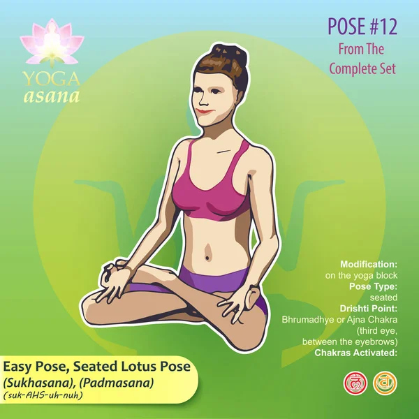 Yoga sittande Lotus Pose 12 — Stock vektor