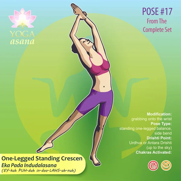 17 YOGA Eka Pada Indudalasana — Vector de stock