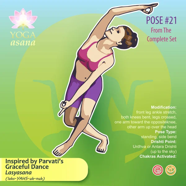 21 요가 Lasyasana — 스톡 벡터