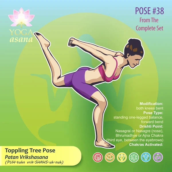 38 Toppling Árbol Pose — Vector de stock