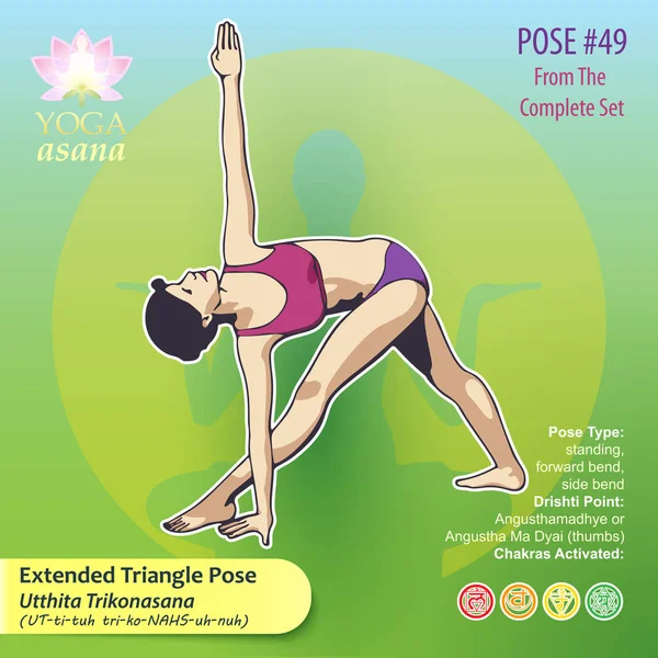 49 yogaställning triangel — Stock vektor