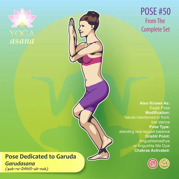 50 yoga Garuda için adanmış — Stok Vektör