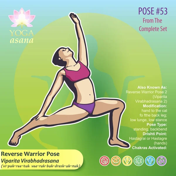 53 yoga ters savaşçı — Stok Vektör