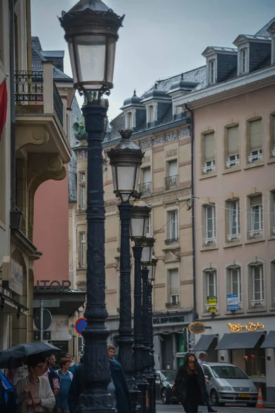 Лампы Люксембурге Капитолий Люксембурга Rue Marche Aux Herbes Август 2017 — стоковое фото