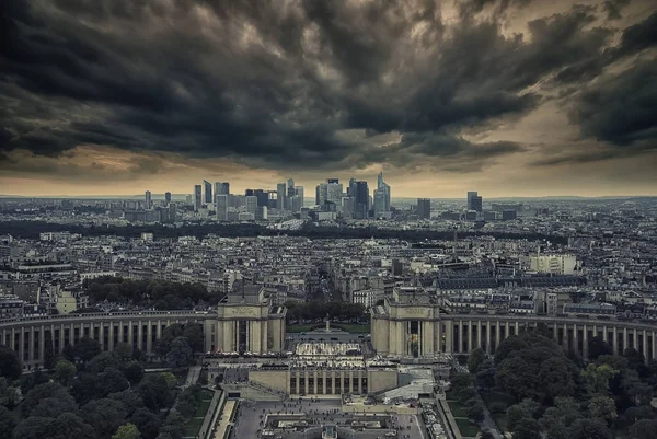 Trocadero e La Defense vista da Torre Eiffel — Fotografia de Stock