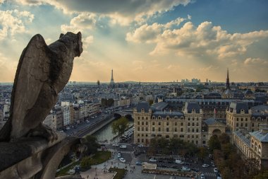 Notre-Dame'nın canavar Paris panorama içinde