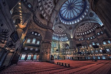 Inside the blue mosque in Istanbul clipart