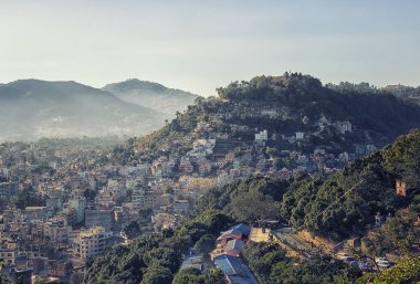 Kathmandu şehir tepeden görüntülendi