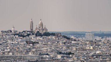 Paris cityscape Basilique du Sacré Coeur üzerinde Manzaralı