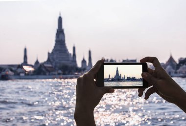 Bangkok Wat Arun smartphone tarafından çekilmiş fotoğrafı