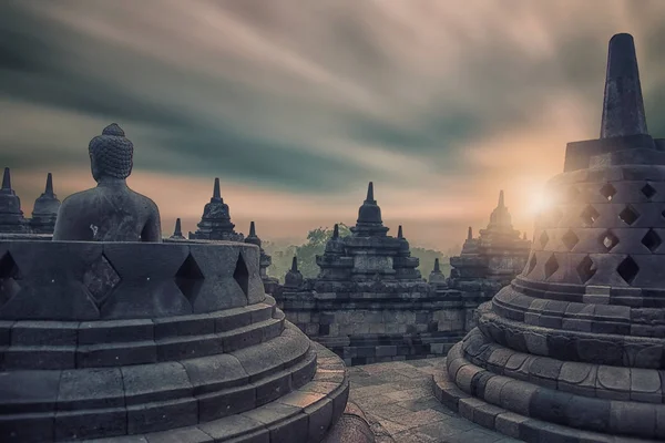 Vroege Ochtend Borobudur Tempel Java — Stockfoto