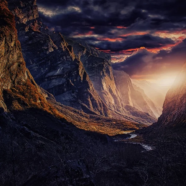 Sunset Himalayan Region — Stock Photo, Image