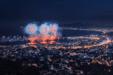 Fireworks in the Bay of Cannes clipart