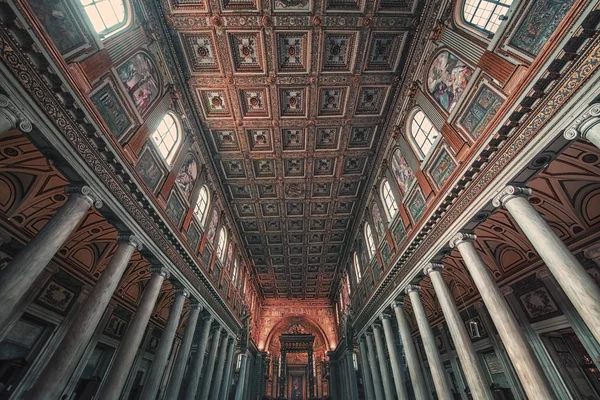 Dentro Basílica Santa Maria Altar Céu Roma — Fotografia de Stock