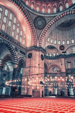 Ekim 2016 - Istanbul, Türkiye - Inside Süleymaniye Camii Istanbul'da