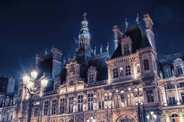 Ayuntamiento París Por Noche — Foto de Stock