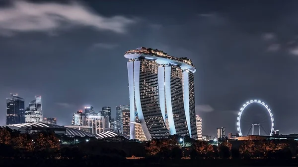 Edificio Singapur Por Noche — Foto de Stock