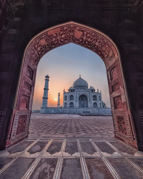 Taj Mahal Sunrise Světlo Agra Indie — Stock fotografie