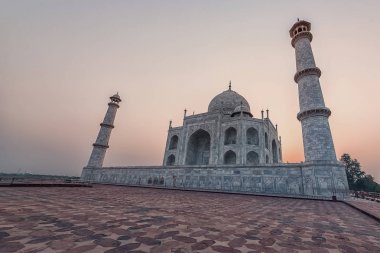 Taj mahal gündoğumu ışık, agra, Hindistan