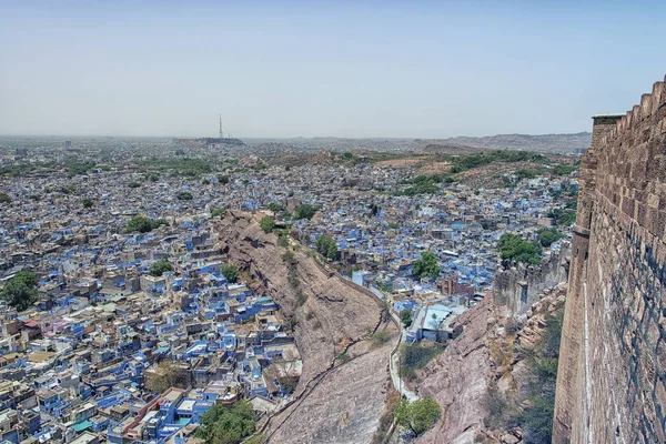 Widok Jodhpur Niebieski Miasta Twierdza Mehrangarh Radżastan Indie — Zdjęcie stockowe