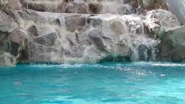 Decorative Waterfall Fountain Swimming Pool — Stock Video