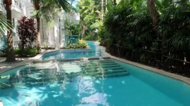 Tropik bahçede yüzme havuzu