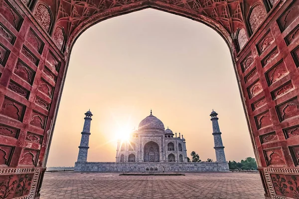 Taj Mahal Sonnenaufgangslicht Agra Indien — Stockfoto