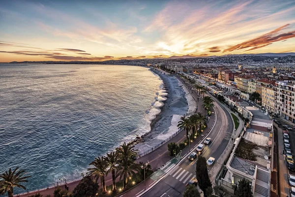 Cidade Nice Pôr Sol Riviera Francesa — Fotografia de Stock