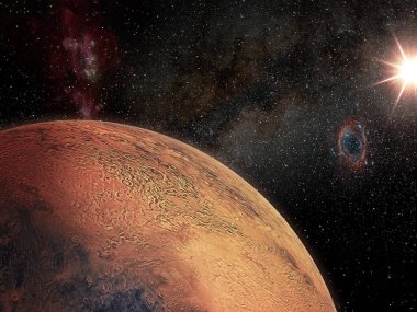 Mars gezegeninin sanatsal görüntüsü