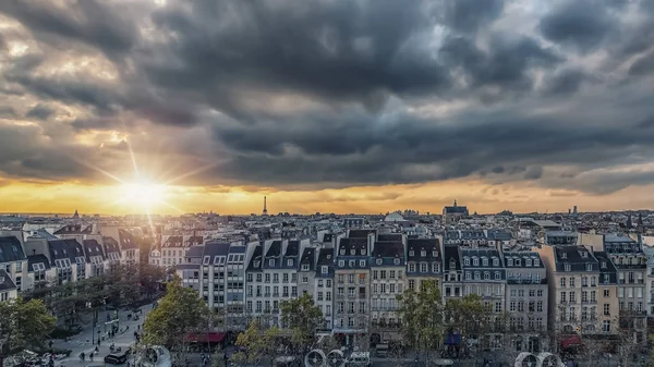 Паризьке Місто Під Час Заходу Сонця — стокове фото