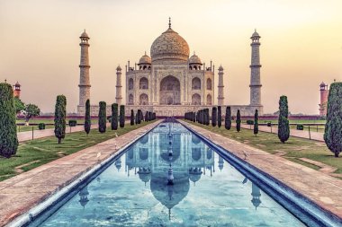 Taj mahal gündoğumu ışık, agra, Hindistan