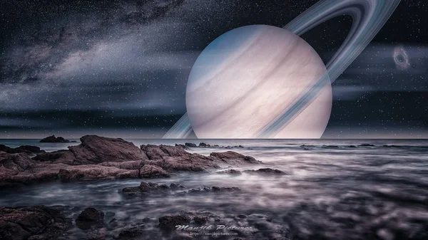 Widok Artysty Księżyc Saturna Tytan — Zdjęcie stockowe
