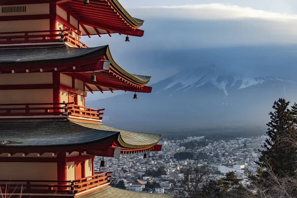 Znane Miejsce Japonii Chureito Pagoda Mount Fuji Ciągu Dnia — Zdjęcie stockowe